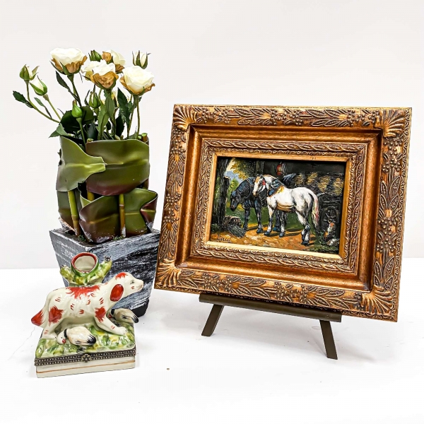 Vintage Gold Painting Wall Art - Horses