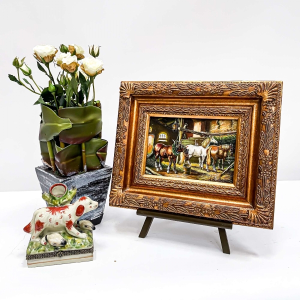 Vintage Gold Painting Wall Art - Horses