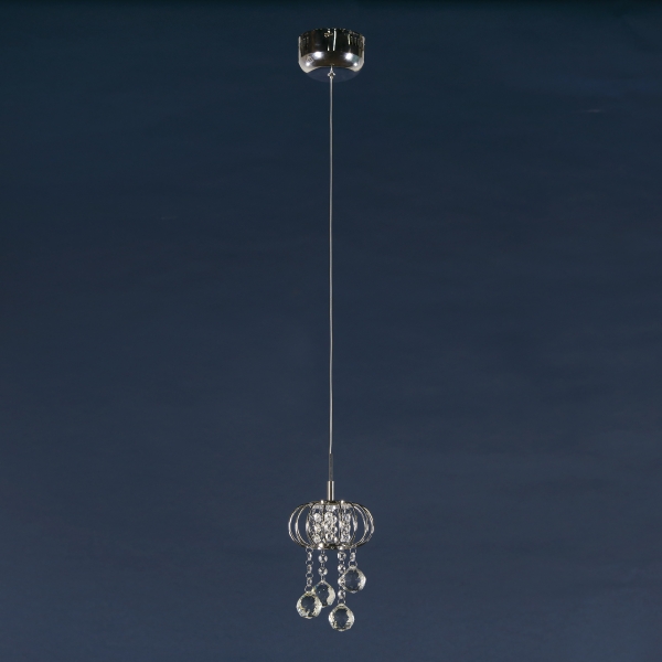 Crystal 1 Light Chandelier - Chrome and Clear