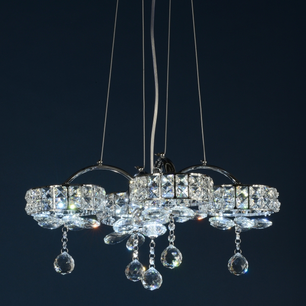 Crystal 5 Light Chandelier - Chrome and Clear