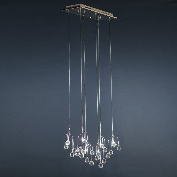 Crystal 6 Light Chandelier - Chrome and Clear