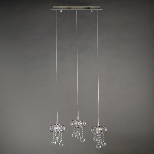 Crystal 3 Light Chandelier - Chrome and Clear