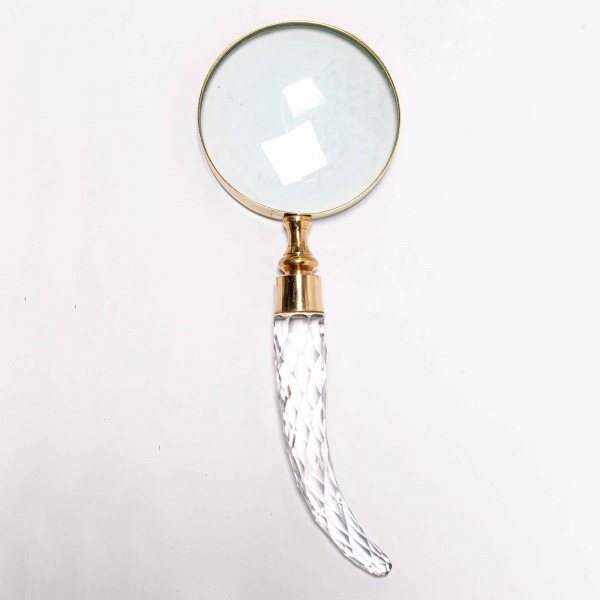 Magnifying Glass, Gold, Crystal Horn Handle