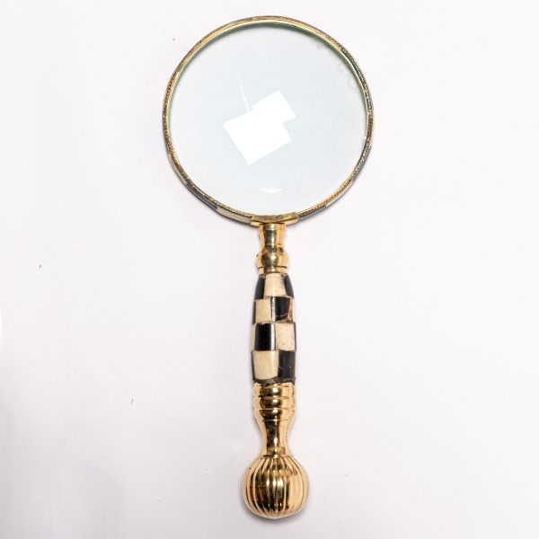 Magnifying Glass, Gold, Black White Chequer Inlay
