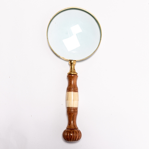 Magnifying Glass - Gold and White Wooden Handle