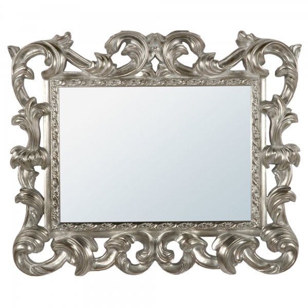 Distressed Silver Overmantel Baroque Mirror