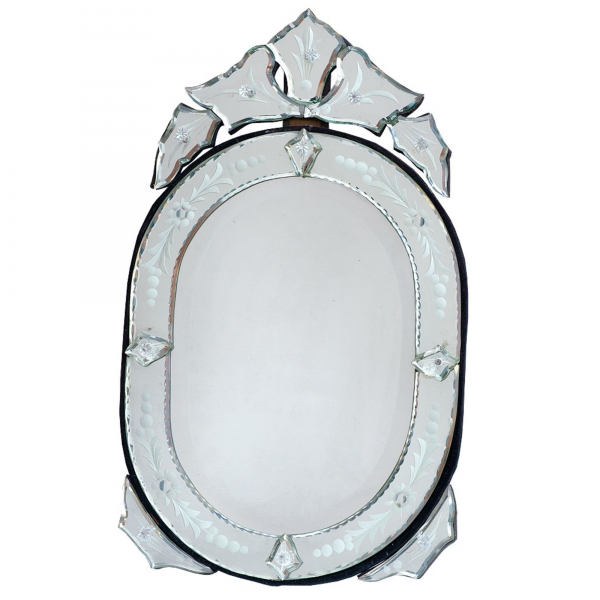 Venetian Oval Clear Etched Bevelled Decorative Table Wall Mirror