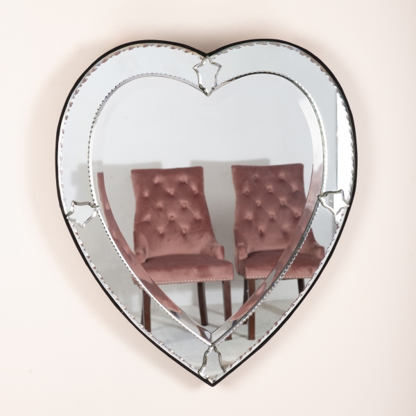 Venetian Heart Etched Wall Mirror