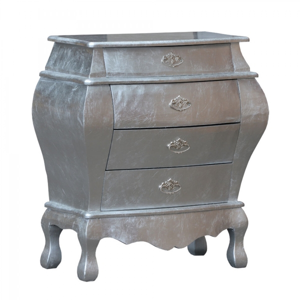 High Gloss Chest of Drawers - Silver