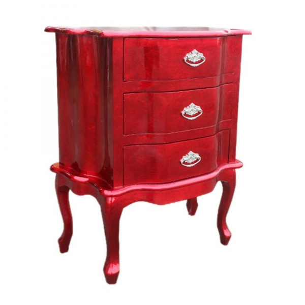 High Gloss Bedside Table - Red
