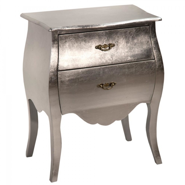 High Gloss Bedside Table - Silver