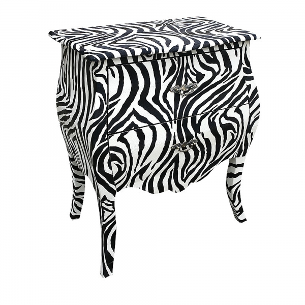 Grand Safari Zebra Bedside Table - Black and White