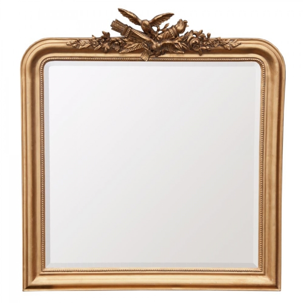 Gold Gilt Leaf Overmantel  Bevelled Mirror