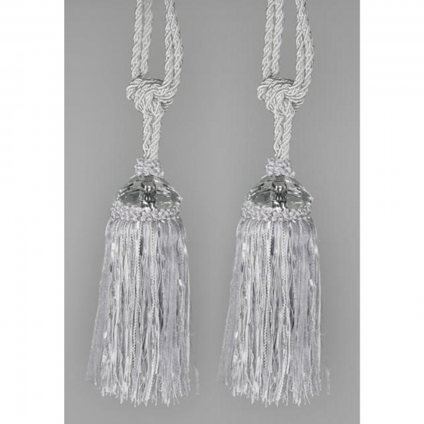 Silver Tassel with Crystal - pair