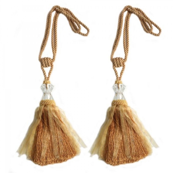 Gold Tassel with Crystal (Pair)