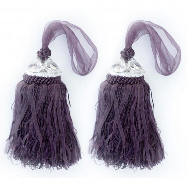 Purple Tassle with Crystal - pair
