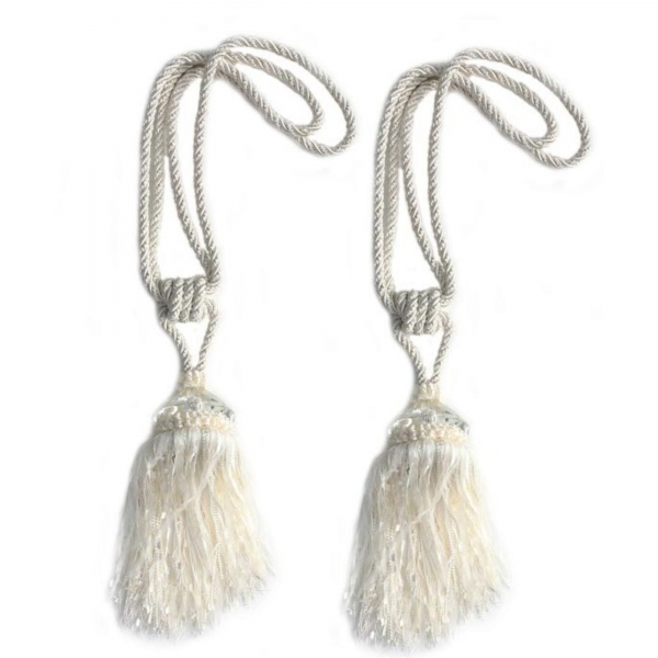 White Tassel with Crystal - pair