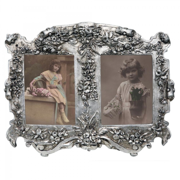 Art Nouveau Double Silver Gilt Leaf  Photo Frame