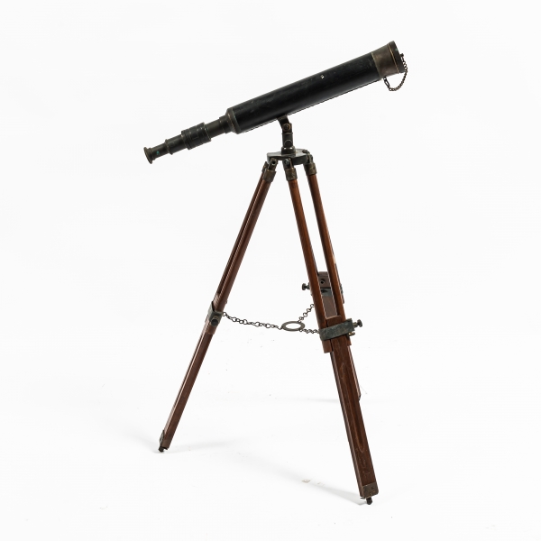 Antique Bronze Telescope with Leather Trim