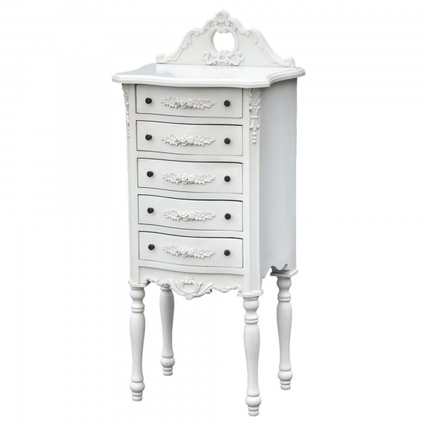 Boudoir Provence Tallboy Chest of Drawers - Antique White