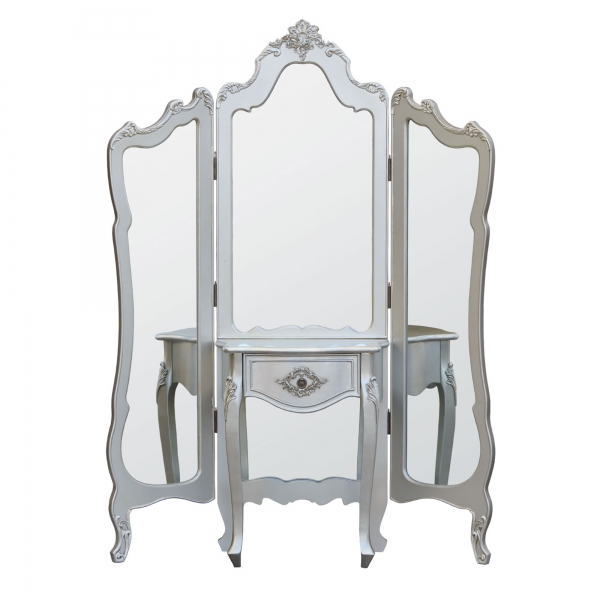 Boudoir Provence Mirrored Triple Screen - Silver