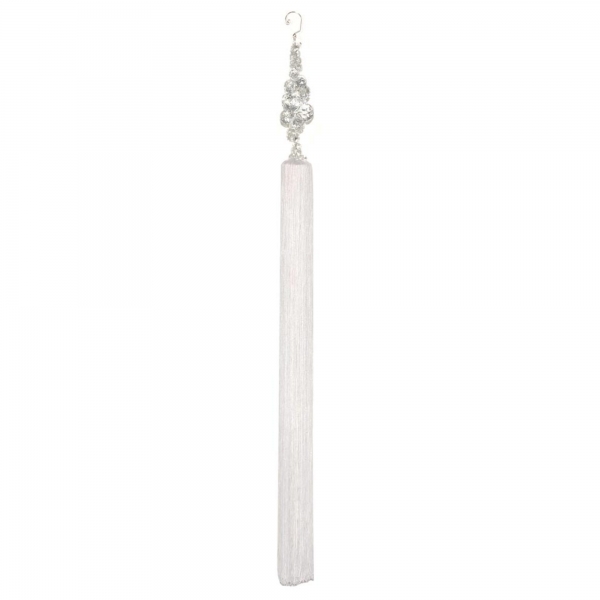 Clear/White Long Tassel with Crystal