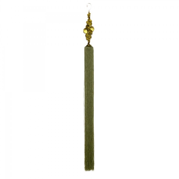 Olive Long Tassel with Crystal