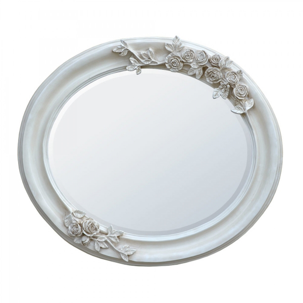 Antique White Oval Mirror
