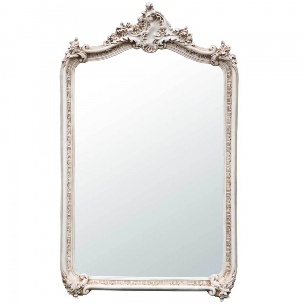 French Louis Antique White Bevelled  Mirror