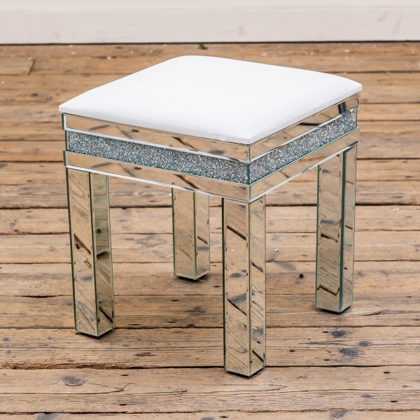 Crushed Diamond Mirrored Stool