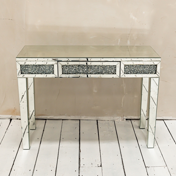 Crushed Diamond Office Desk - Mirrored