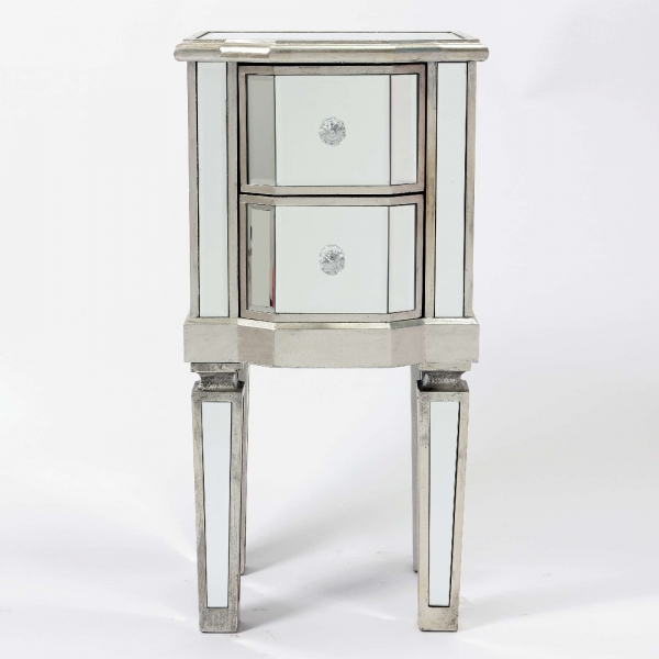 Vintage Venezia  Mirrored Bedside Table with 2 Drawers 