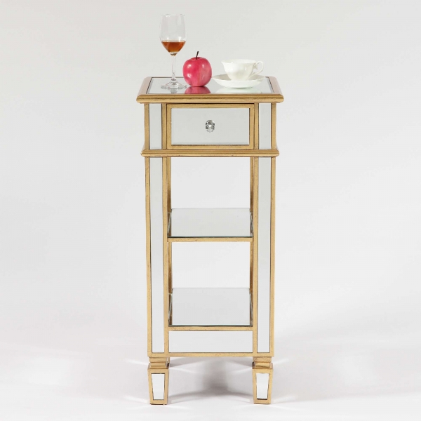 Genevieve Gold One Drawer Mirrored Cocktail Table