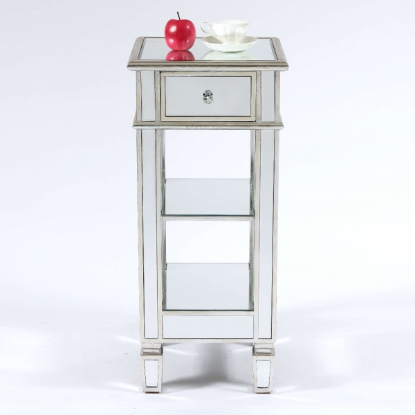 Genevieve Silver One Drawer Mirrored Cocktail Table