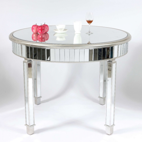 Genevieve Silver Tall Grand Mirrored Dining Table