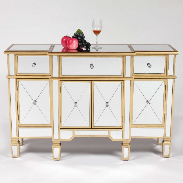 Genevieve Mirrored Gold Side Cabinet