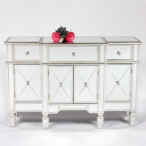 Genevieve Mirrored Silver Side Cabinet