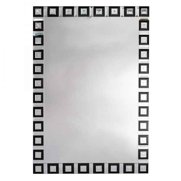 Contemporary Venetian Geometric Black & Clear Large Floor Standing Mirror