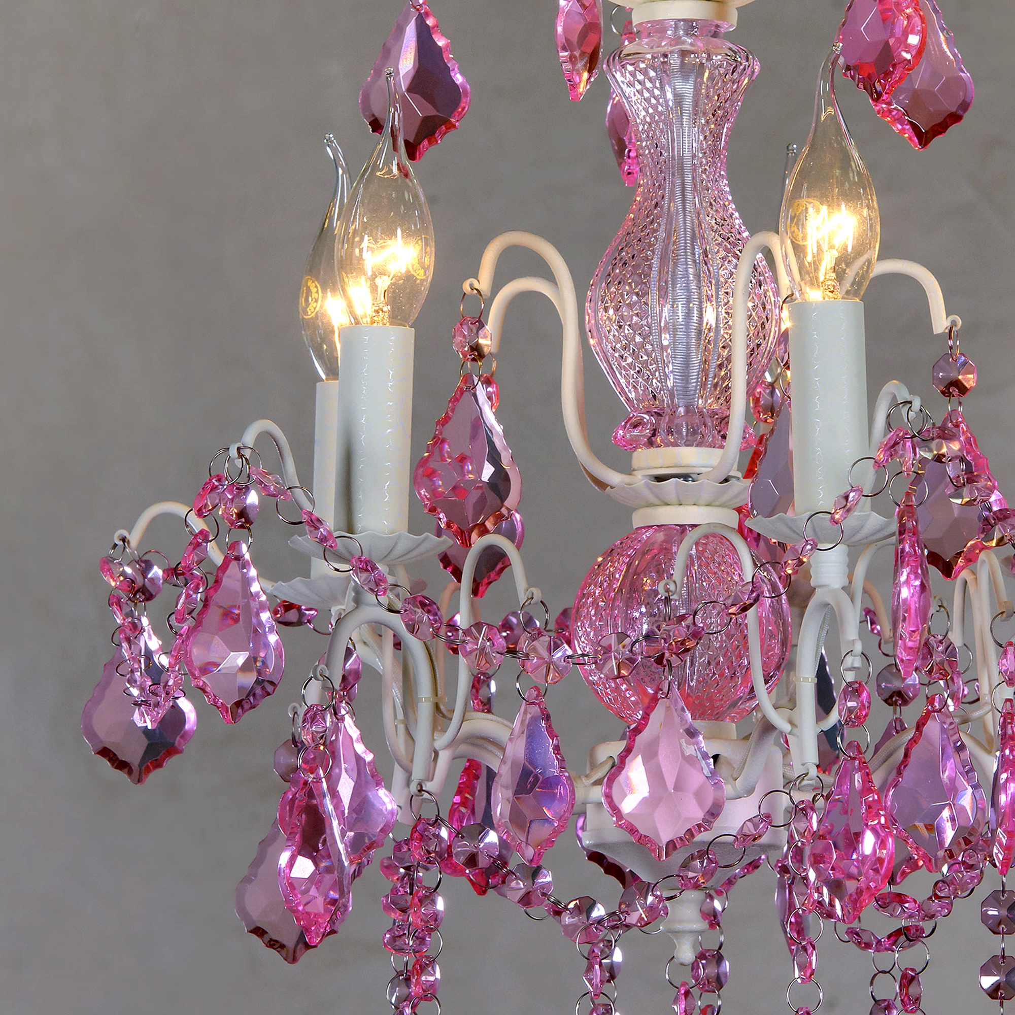 Charlotte 5 Light Chandelier - Cream Crack and Pink