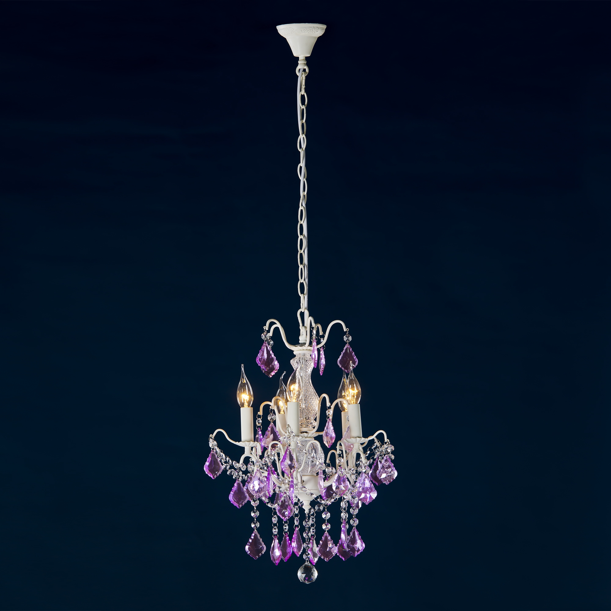 Charlotte 5 Light Chandelier - Cream Crack and Purple