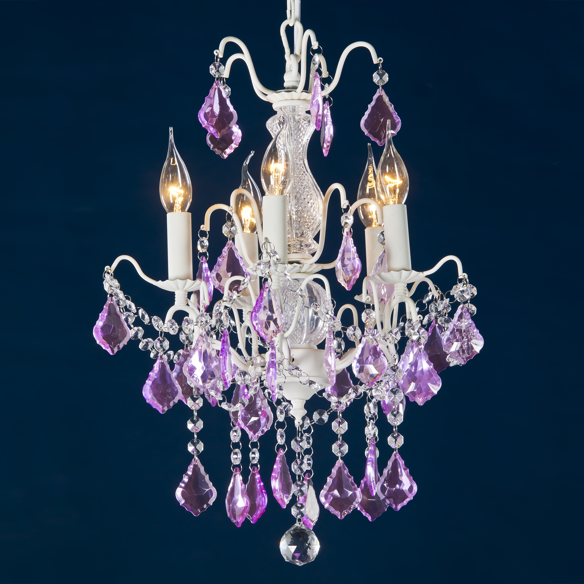 Charlotte 5 Light Chandelier - Cream Crack and Purple