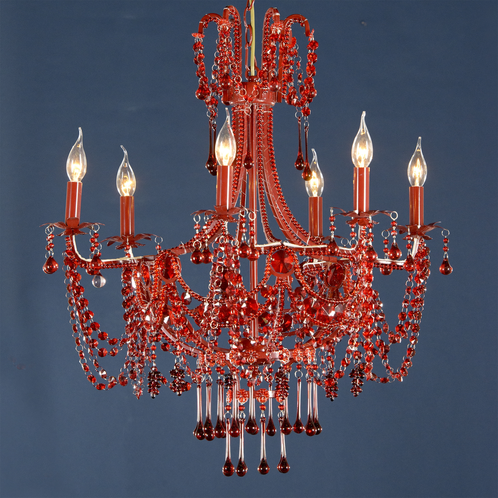 Marie Therese Lace 6 Light Chandelier - Red