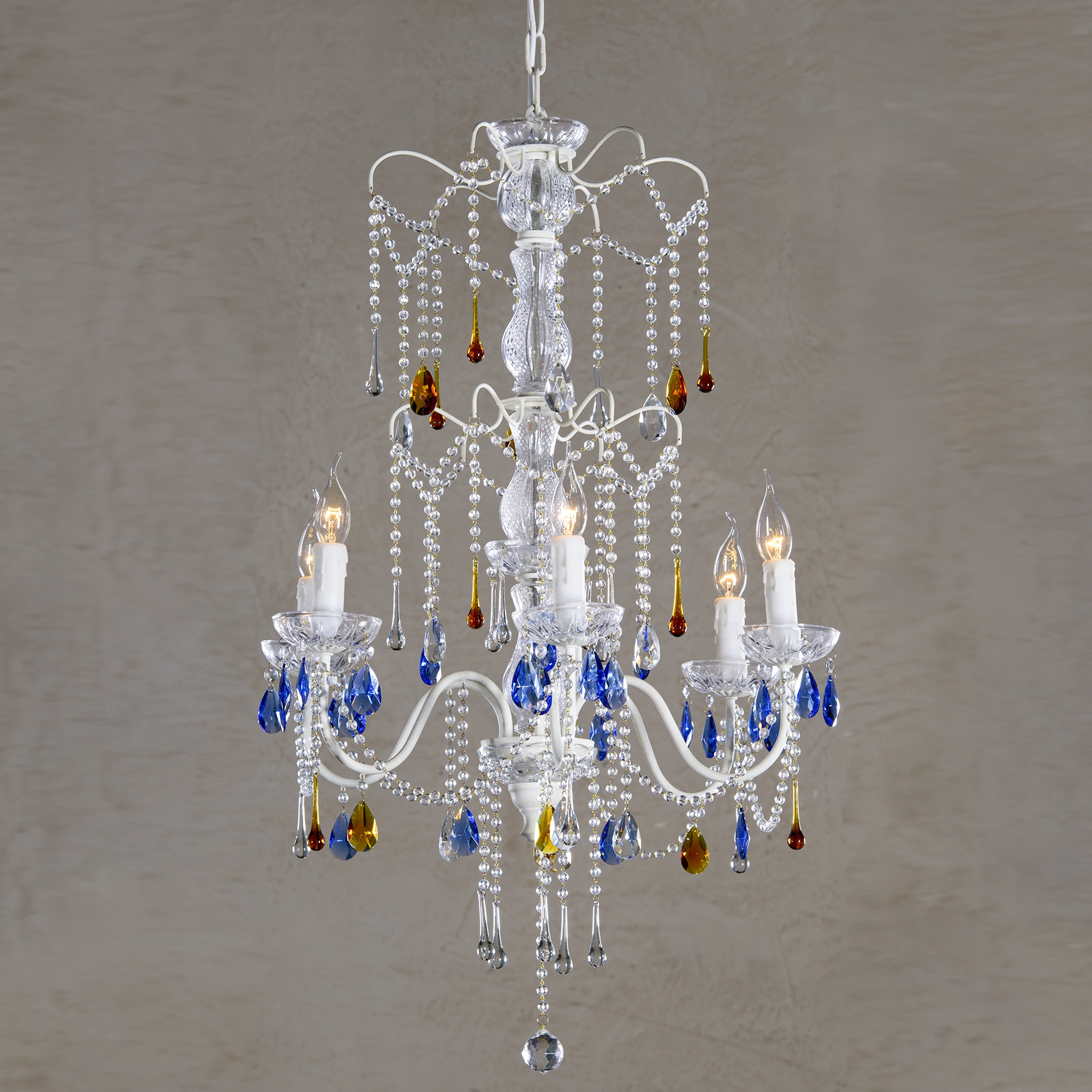 Vintage 6 Light Chandelier - Antique Cream and Clear