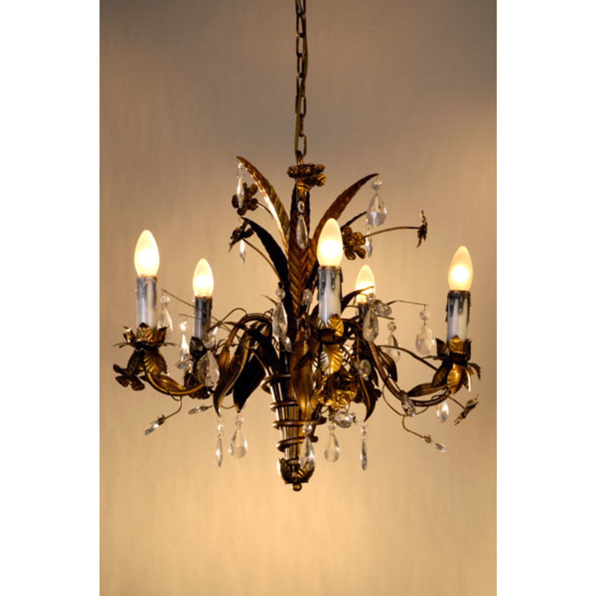 Antique Gold Chandelier - 5 Arm