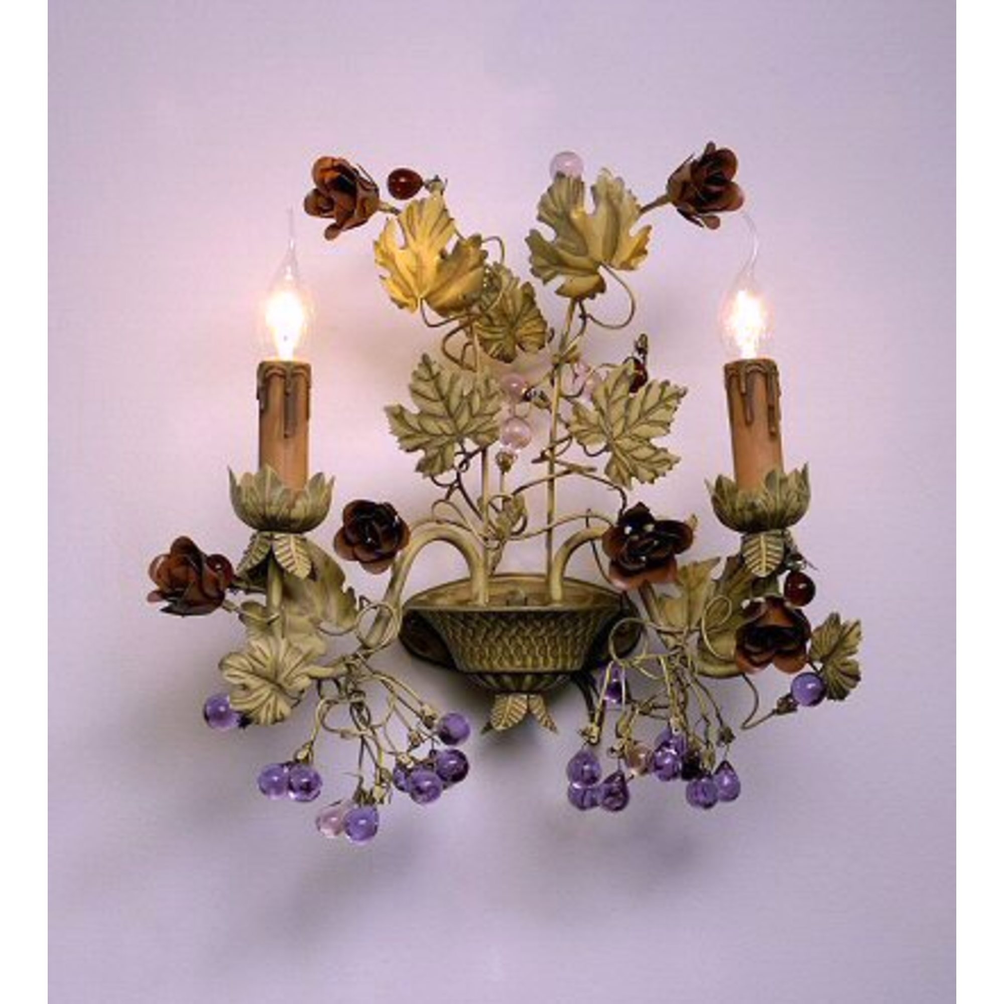 Maple Leaf Wall Light with Clusters of Grapes - 2 Arm 