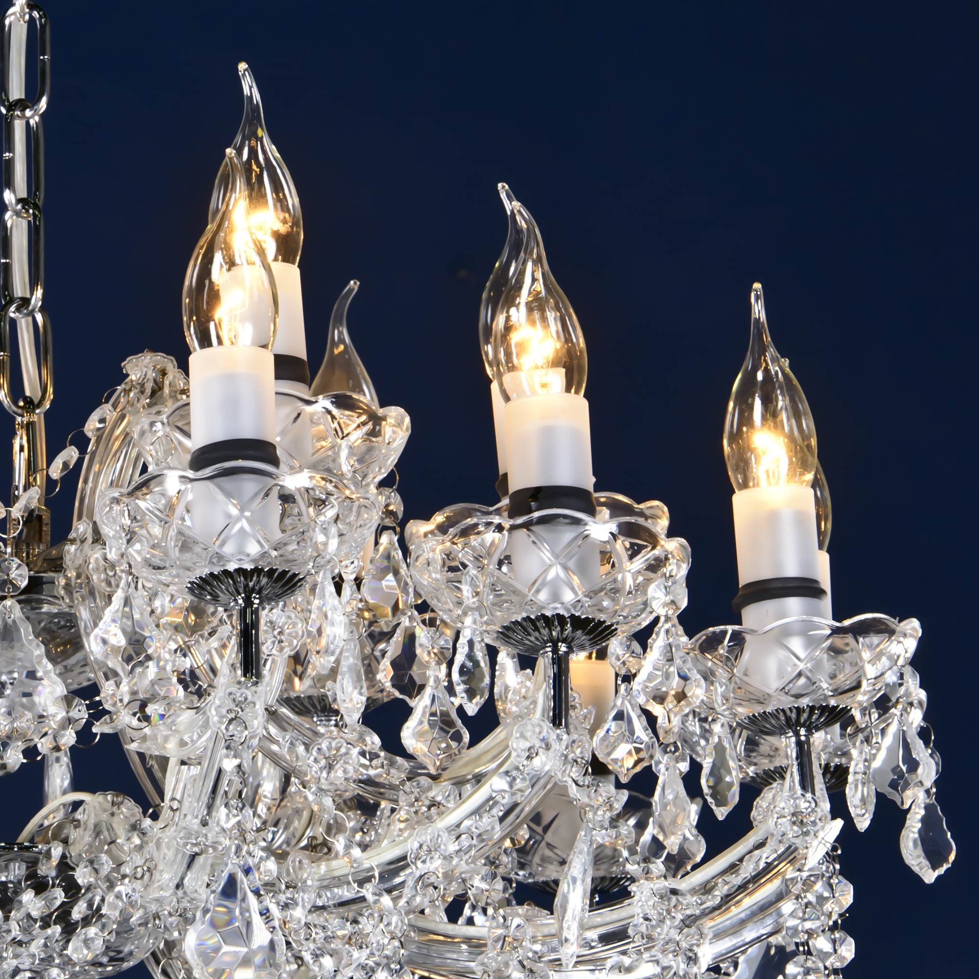 Crystal 18 Light Chandelier - Chrome