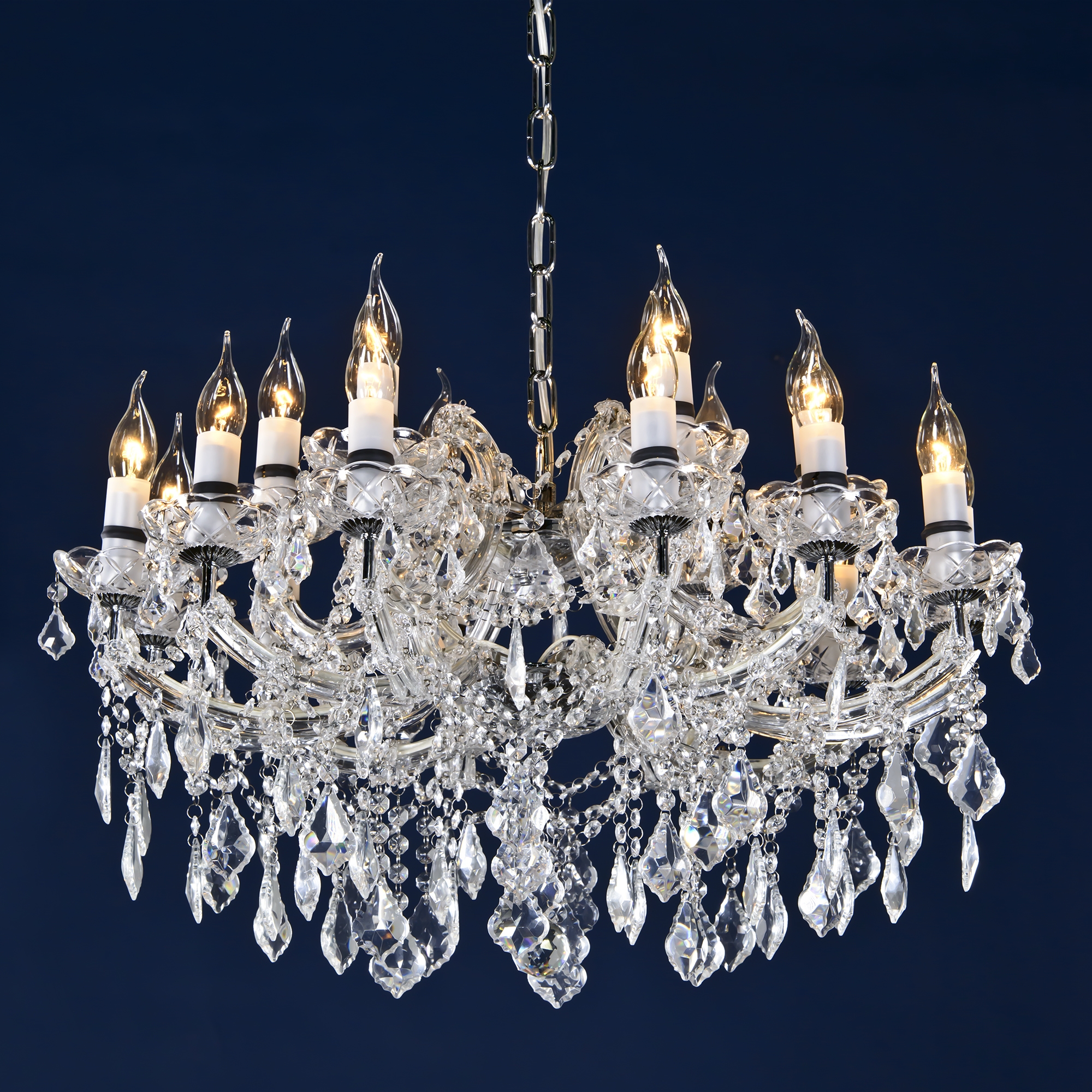 Crystal 18 Light Chandelier - Chrome