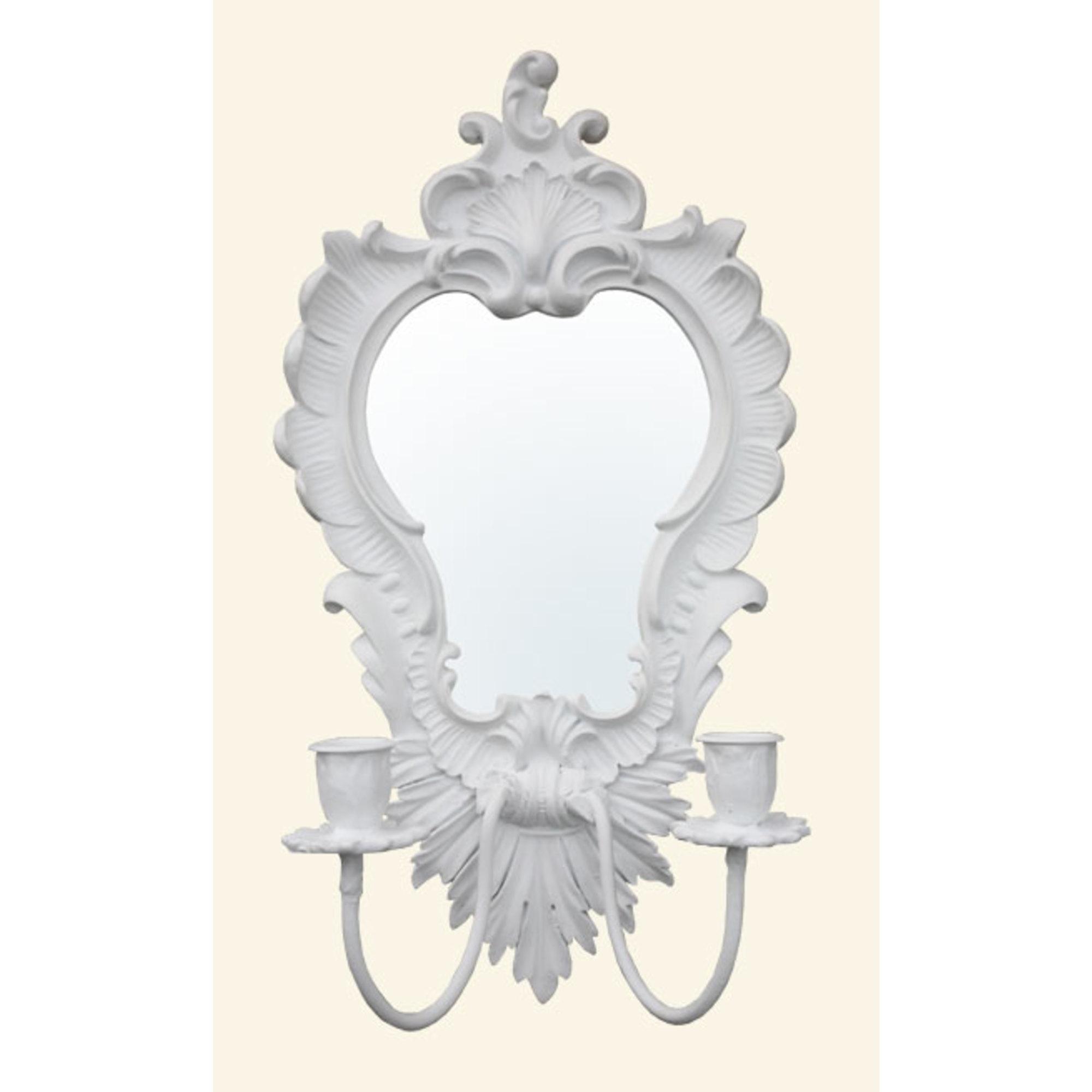 Painted White candle holder w  mirror