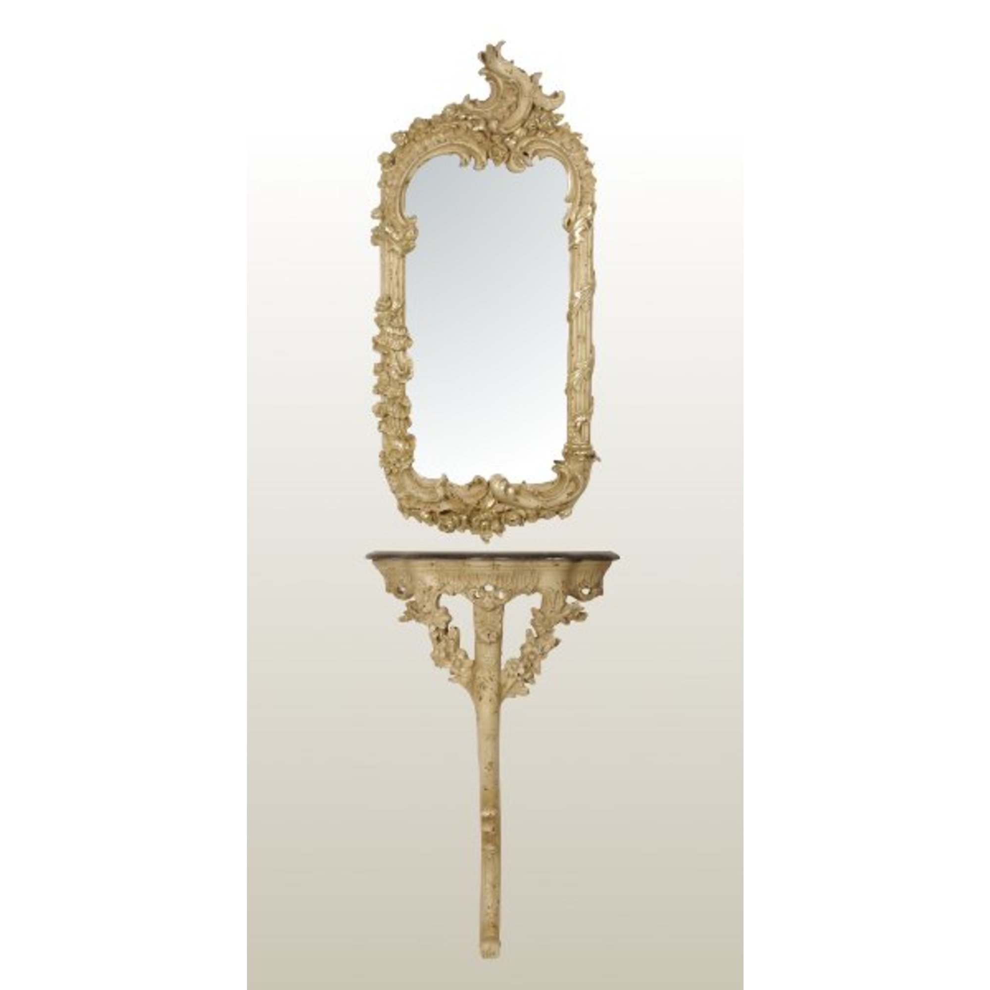 Slim Console Mirror and Single Leg Table