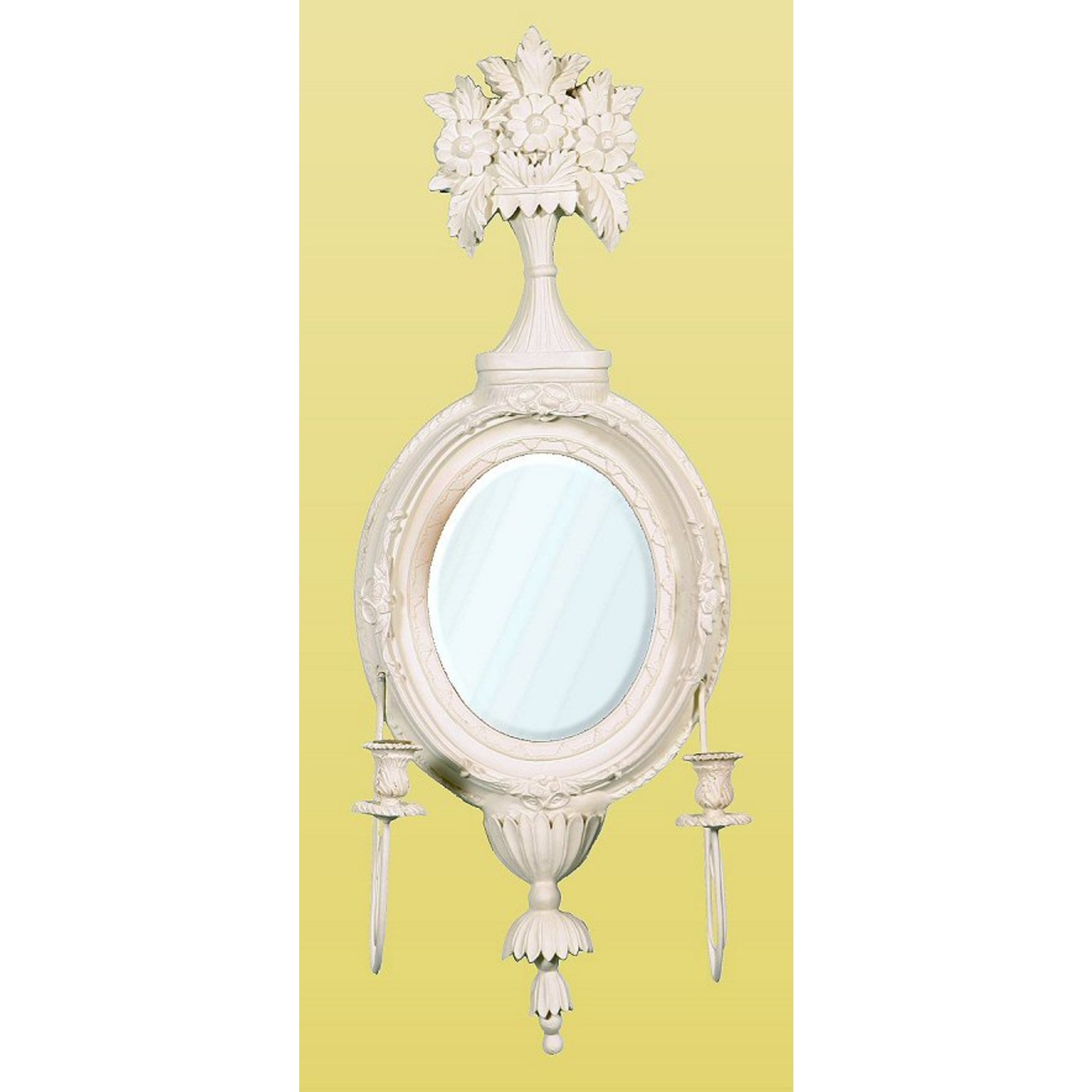 White Clay Paint Sconce Mirror, 2 Candles